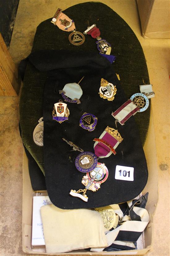 Group of Masonic medals & apron